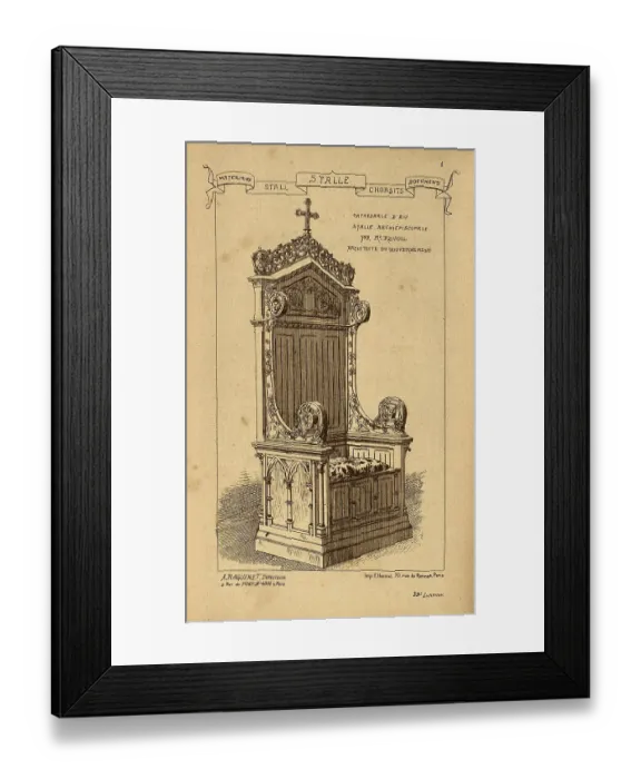 Framed Print : Stalls and Bishop's throne, History of architecture, decoration and design, art, French, Victorian, 19th Century Framed Print : Stalls and Bishop's throne, History of architecture, decoration and design, art, French, Victorian, 19th Century