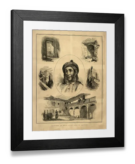 Framed Print : Spanish History, Granadian Romani life in Granada, Spain, 1870s, 19th Century Framed Print : Spanish History, Granadian Romani life in Granada, Spain, 1870s, 19th Century