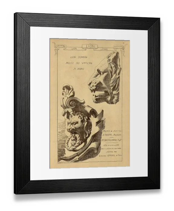 Framed Print : Architectural lion sculpture, History of architecture, decoration and design, art, Italian, Victorian, 19th Century Framed Print : Architectural lion sculpture, History of architecture, decoration and design, art, Italian, Victorian, 19th Century