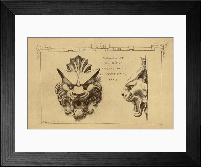 Framed Print : Architectural lion sculture, fountain, History of architecture, decoration and design, art, French, Victorian, 19th Century Framed Print : Architectural lion sculture, fountain, History of architecture, decoration and design, art, French, Victorian, 19th Century