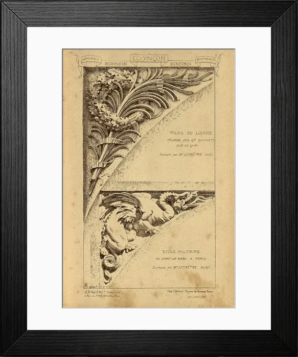 Framed Print : Architectural cornerstone, Ecoincon, Oak leaf and dragon, History of architecture, decoration and design, art, French, Victorian, 19th Century Framed Print : Architectural cornerstone, Ecoincon, Oak leaf and dragon, History of architecture, decoration and design, art, French, Victorian, 19th Century