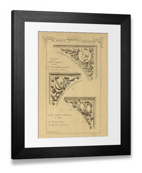 Framed Print : Architectural cornerstone, Ecoincon, Paris Theatre, History of architecture, decoration and design, art, French, Victorian, 19th Century