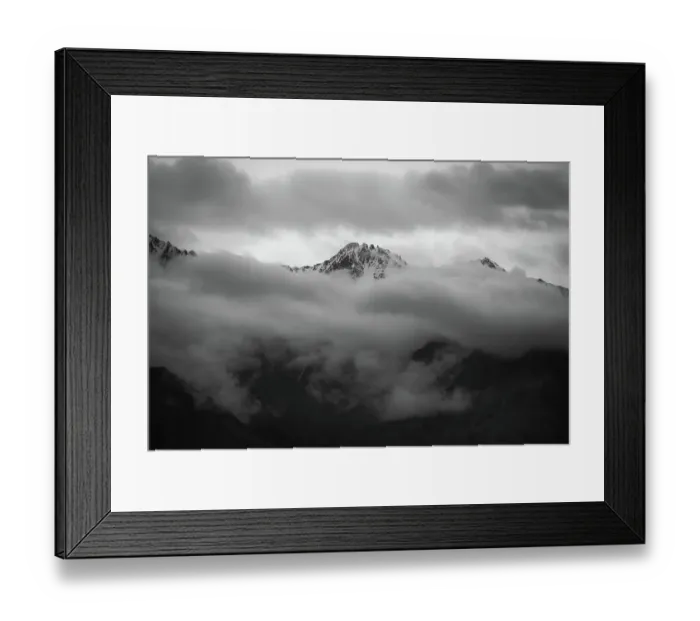 Framed Print : Monochrome Close-up Landscape view of snowcapped-mountain in Nubra Valley, Leh Ladakh, India