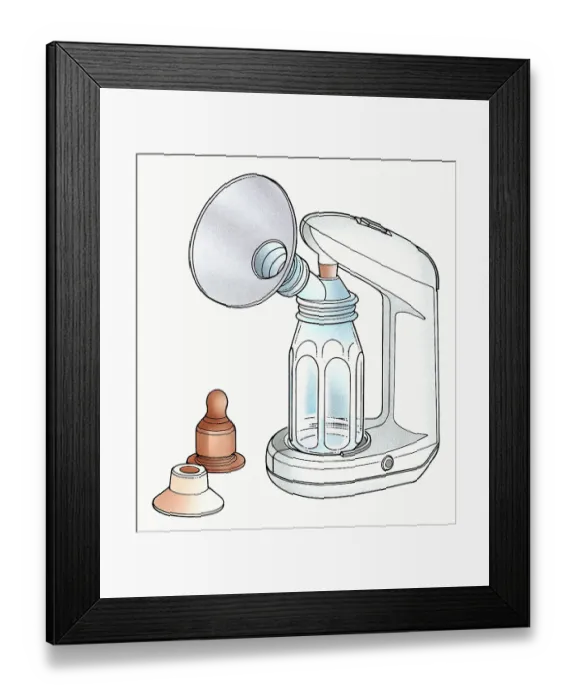 Framed Print : Illustration of electric breast pump Framed Print : Illustration of electric breast pump