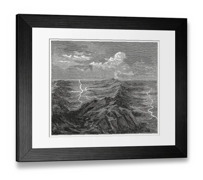 Framed Print : Typical representation of a watershed, wood engraving, published in 1894 Framed Print : Typical representation of a watershed, wood engraving, published in 1894