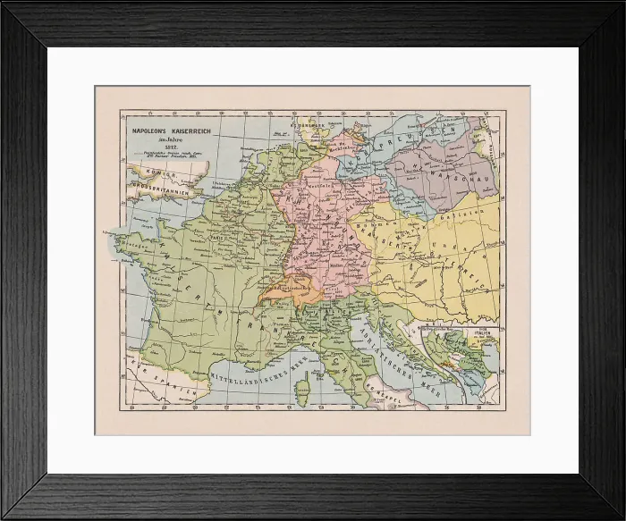 Framed Print : Map of the Napoleonic Empire in 1812, chromolithograph, published 1900 Framed Print : Map of the Napoleonic Empire in 1812, chromolithograph, published 1900