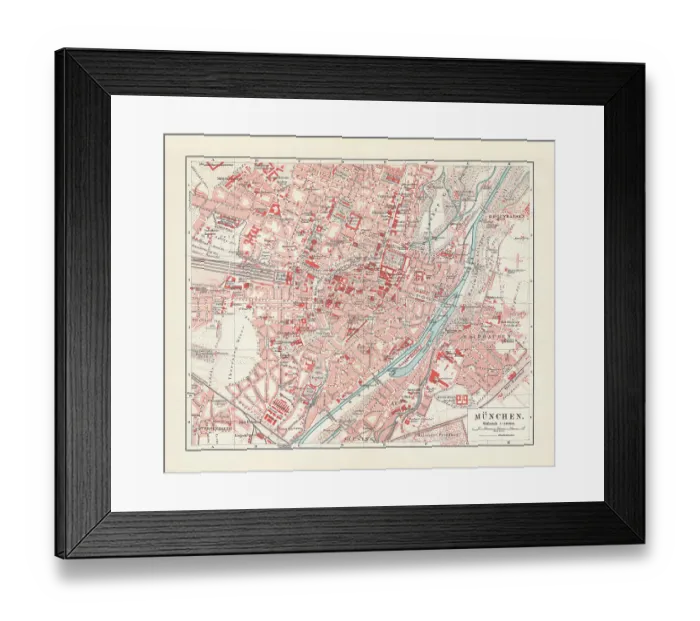 Framed Print : Historical city map of Munich, Bavaria, Germany, lithograph published 1897 Framed Print : Historical city map of Munich, Bavaria, Germany, lithograph published 1897