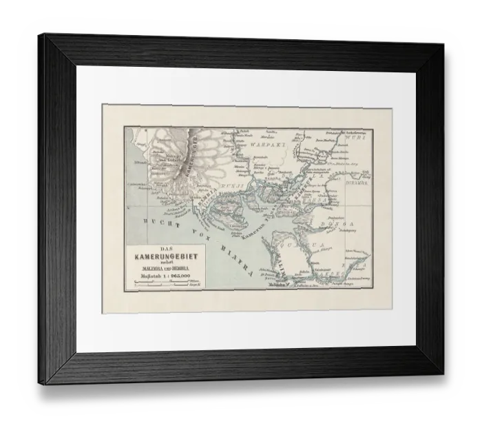Framed Print : Historical map of Cameroon, lithograph, published in 1893 Framed Print : Historical map of Cameroon, lithograph, published in 1893