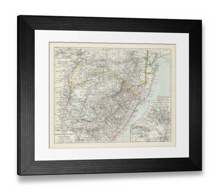 Framed Print : Map of South Africa during the Second Boer War, 1899-1902 Framed Print : Map of South Africa during the Second Boer War, 1899-1902