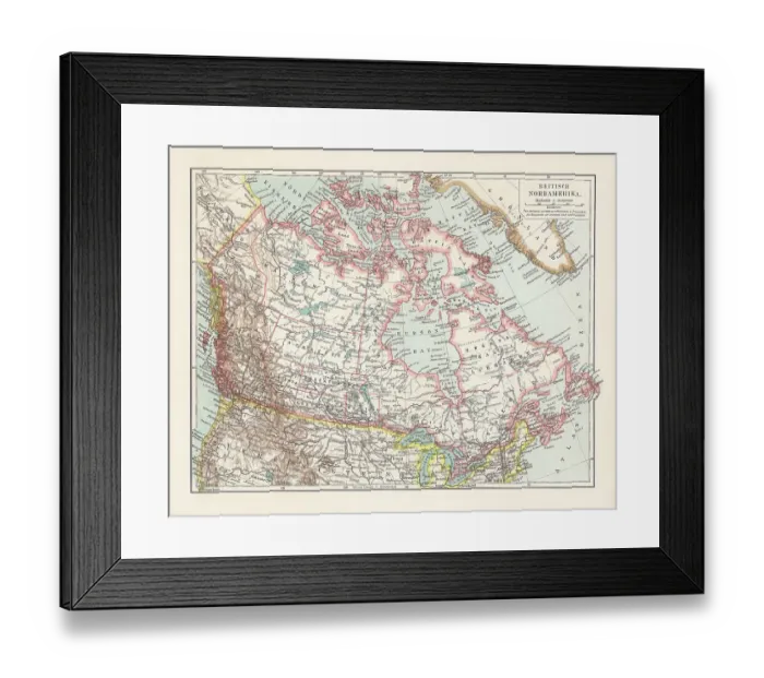 Framed Print : Historical map of the British North America, chromolithograph, published 1899