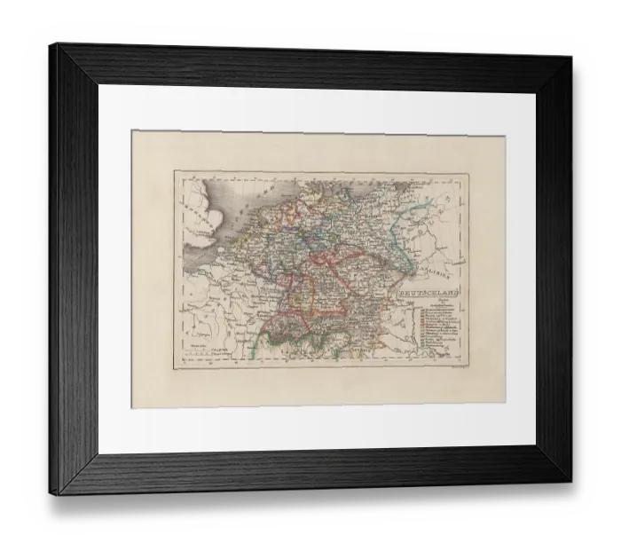 Framed Print : Old map of Germany, steel engraving, published in 1857 Framed Print : Old map of Germany, steel engraving, published in 1857