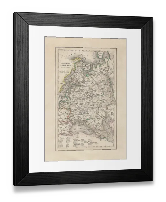 Framed Print : Old map of the European Russia, steel engraving, published Framed Print : Old map of the European Russia, steel engraving, published