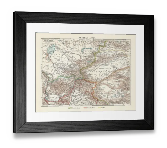 Framed Print : Historical topographic map of Central Asia, lithograph, published in 1897 Framed Print : Historical topographic map of Central Asia, lithograph, published in 1897