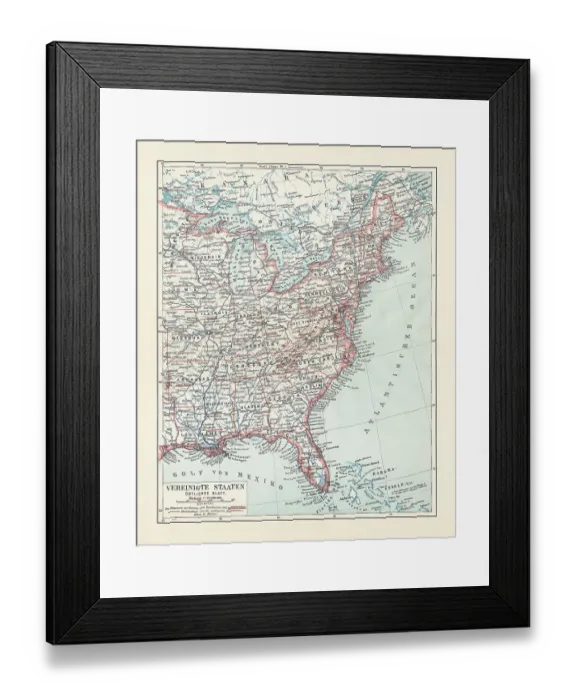 Framed Print : Topographical map of the United States, Eastern States, lithograph, 1897 Framed Print : Topographical map of the United States, Eastern States, lithograph, 1897