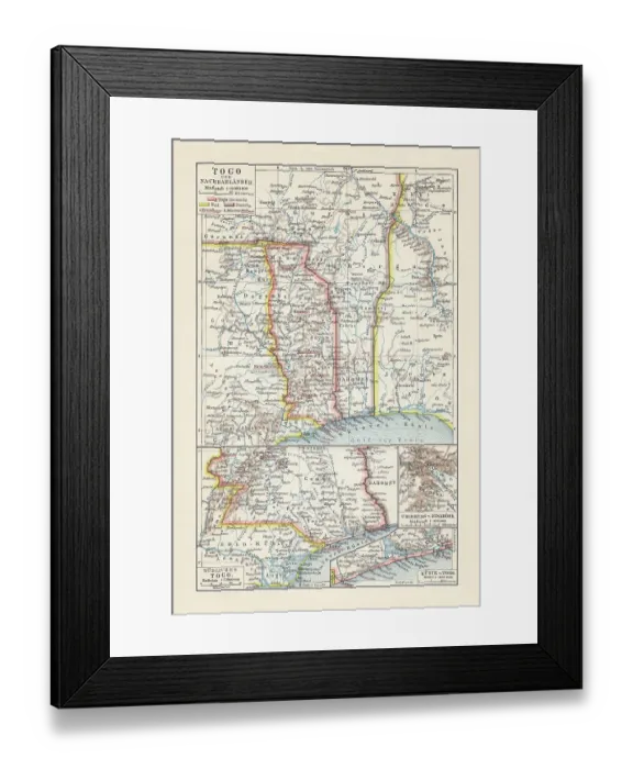 Framed Print : Historical map of Togo during the German colonial period (1884-1916) Framed Print : Historical map of Togo during the German colonial period (1884-1916)