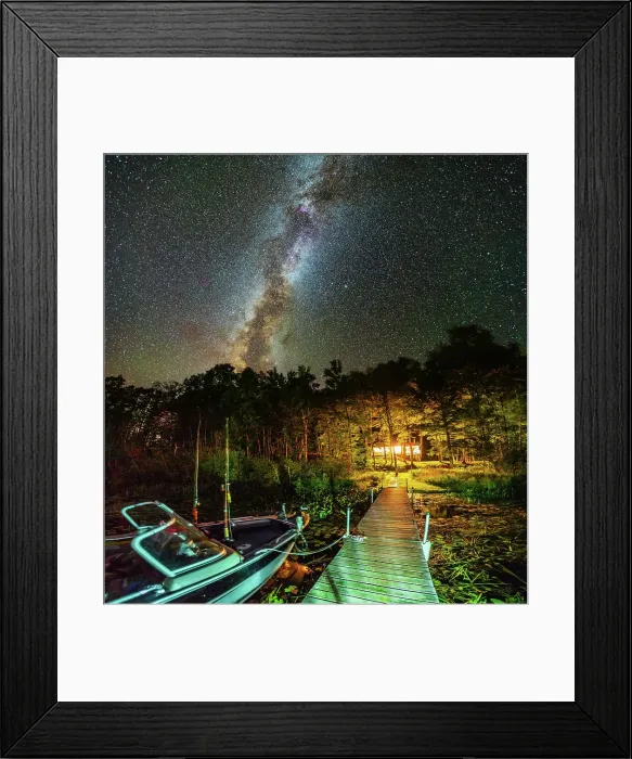 Framed Print : Boat Dock Milky Way Night Sky with Air Glow Dark Framed Print : Boat Dock Milky Way Night Sky with Air Glow Dark