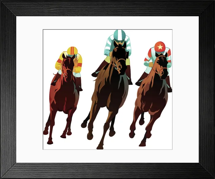 Framed Print : horses racing - front view Framed Print : horses racing - front view