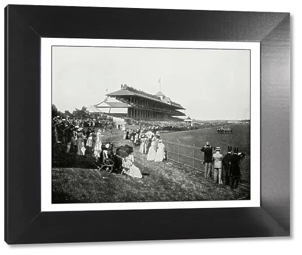 Antique photograph of horserace derby in Chicago