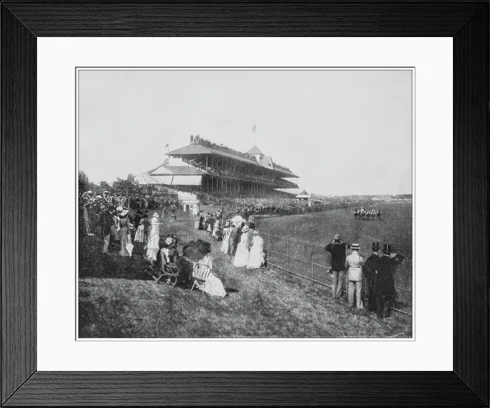 Framed Print : Antique black and white photograph: Chicago Derby horserace Framed Print : Antique black and white photograph: Chicago Derby horserace