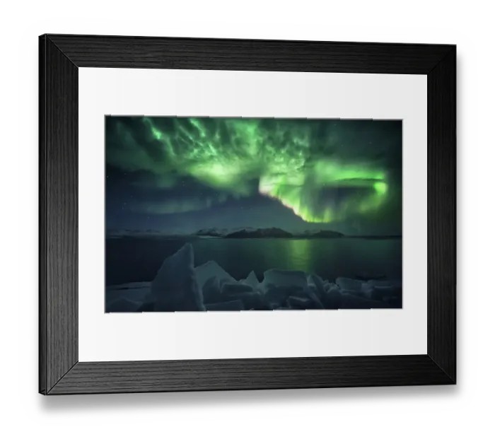 Framed Print : Aurora over Jokulsarlon