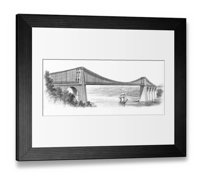 Framed Print : Old engraved illustration of Bridges - The Menai Suspension Bridge, Popular Encyclopedia Published 1894 Framed Print : Old engraved illustration of Bridges - The Menai Suspension Bridge, Popular Encyclopedia Published 1894