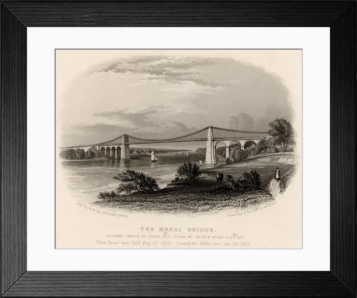 Framed Print : Suspension bridge over the Menai Straits, Wales, UK Framed Print : Suspension bridge over the Menai Straits, Wales, UK
