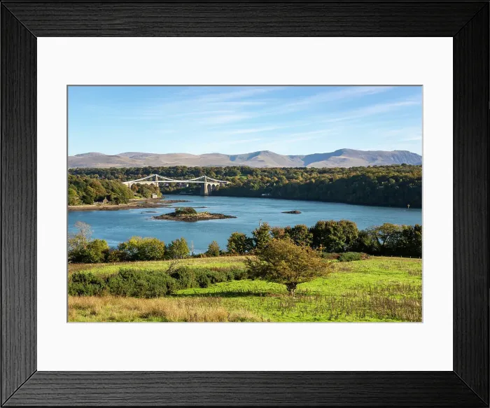 Framed Print : The Menai Bridge on a beautiful autumn afternoon, Anglesey, North Wales Framed Print : The Menai Bridge on a beautiful autumn afternoon, Anglesey, North Wales