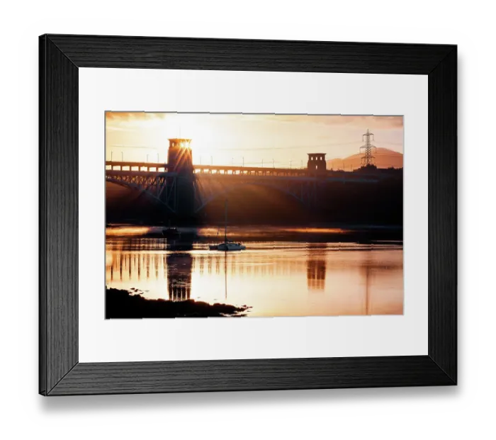 Framed Print : Sunrise, Britannia Bridge, Menai Straits, Anglesey, Wales
