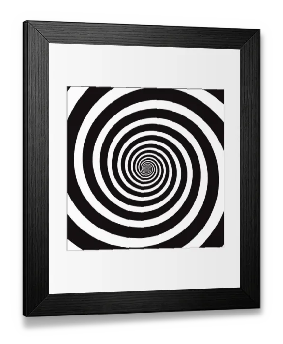 Framed Print : Black and white hypnotic spiral Framed Print : Black and white hypnotic spiral