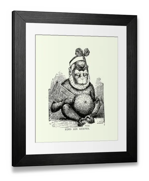 Framed Print : Optical illusion puzzle, find the zookeeper, Victorian, 19th Century