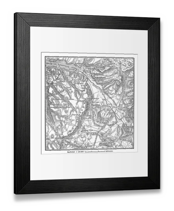 Framed Print : Crimean War - Battle of Inkermann, map of battlefield Framed Print : Crimean War - Battle of Inkermann, map of battlefield
