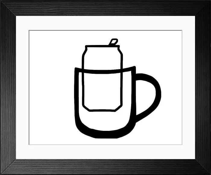 Framed Print : Can in a mug illustration Framed Print : Can in a mug illustration