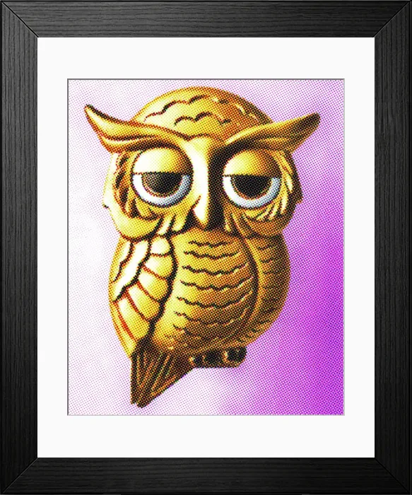 Framed Print : Owl on Purple Background Framed Print : Owl on Purple Background