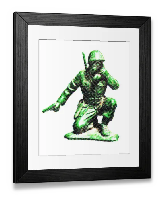 Framed Print : Plastic Toy Soldier Kneeling on One Knee Framed Print : Plastic Toy Soldier Kneeling on One Knee