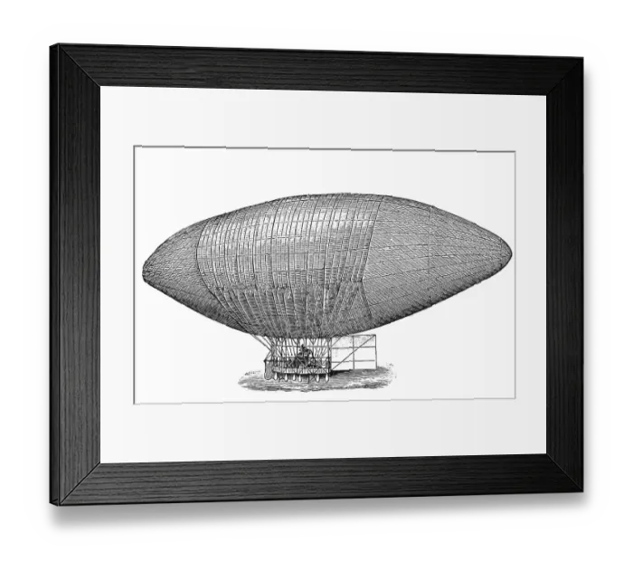 Framed Print : Old engraved illustration of Historic flying machine, Blimp - Air ship Deutschland, constructed by Friedrich Hermann Wolfert Framed Print : Old engraved illustration of Historic flying machine, Blimp - Air ship Deutschland, constructed by Friedrich Hermann Wolfert