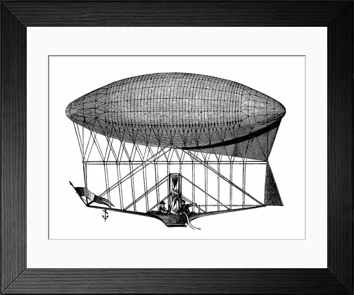 Framed Print : Antique illustration, applied mechanics: Air vehicles, Dupuy de Lome air balloon Framed Print : Antique illustration, applied mechanics: Air vehicles, Dupuy de Lome air balloon