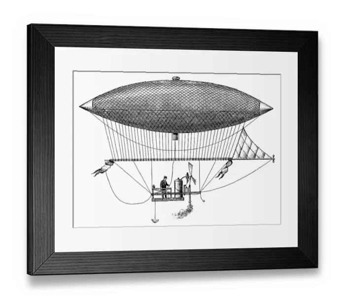 Framed Print : Henri Giffard's steam-powered dirigible Framed Print : Henri Giffard's steam-powered dirigible