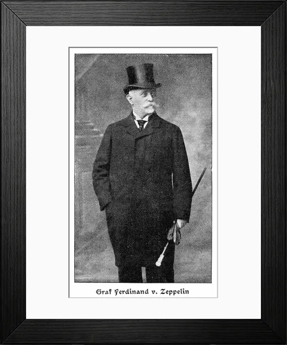 Framed Print : Graf Ferdinand von Zeppelin inventor of rigid airships 1900 Framed Print : Graf Ferdinand von Zeppelin inventor of rigid airships 1900