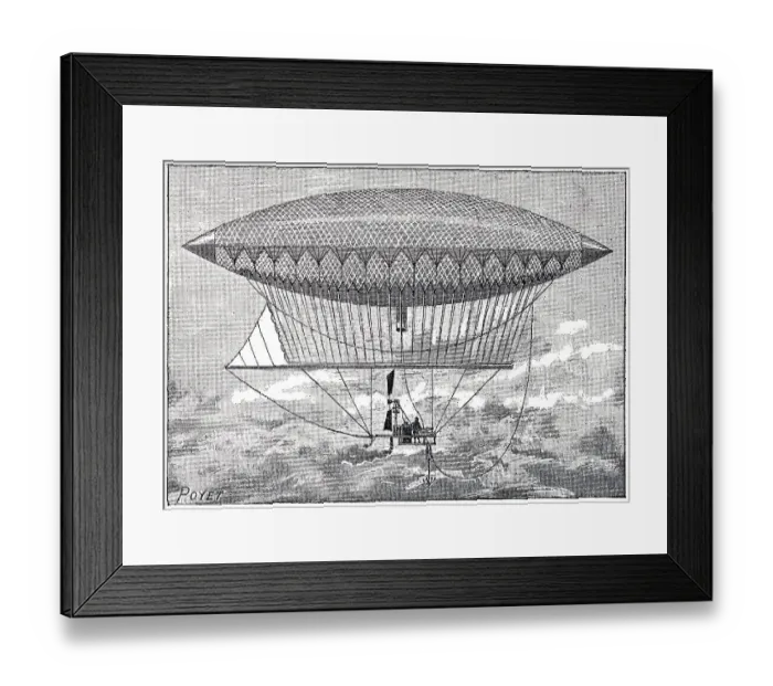 Framed Print : Henri Giffard's first steam dirigible balloon, September, 24 - 1852 Framed Print : Henri Giffard's first steam dirigible balloon, September, 24 - 1852