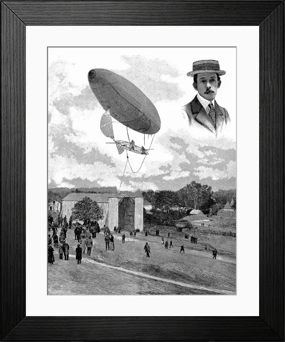 Framed Print : Brazilian aviator Alberto Santos-Dumont and his airship, Aero Park, Paris, France, 1901 Framed Print : Brazilian aviator Alberto Santos-Dumont and his airship, Aero Park, Paris, France, 1901