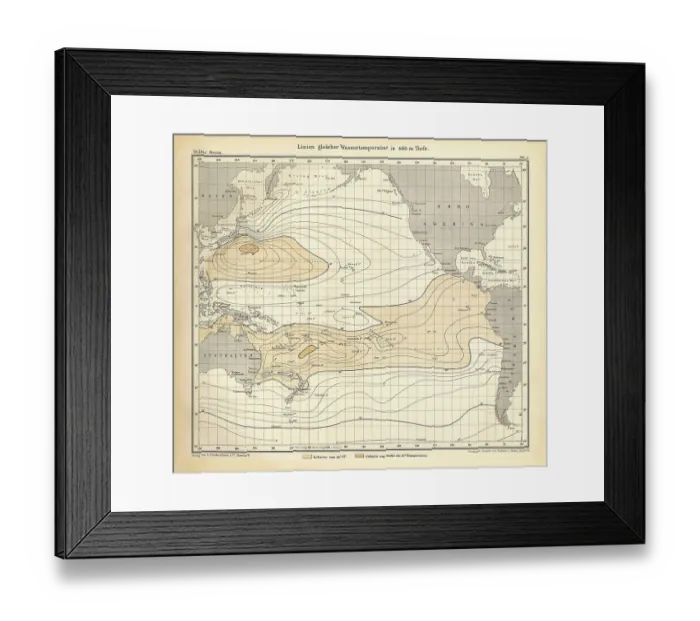 Framed Print : Chart of Weather Patterns in the Pacific Ocean, German Antique Victorian Engraving, 1896 Framed Print : Chart of Weather Patterns in the Pacific Ocean, German Antique Victorian Engraving, 1896