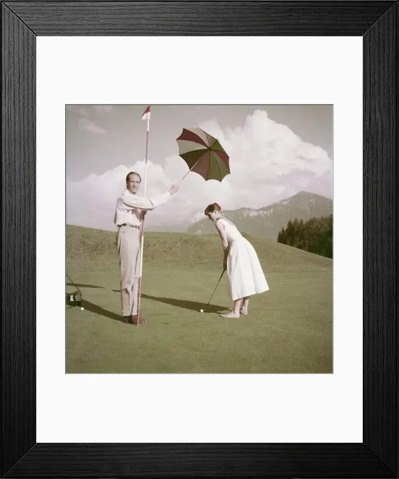 Framed Print : Hepburn And Ferrer Play Golf Framed Print : Hepburn And Ferrer Play Golf