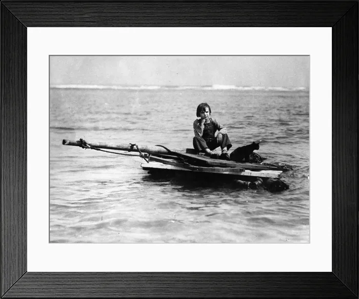 Framed Print : Adrift. circa 1925: Jackie Coogan (1914 - 1984) the American child actor Framed Print : Adrift. circa 1925: Jackie Coogan (1914 - 1984) the American child actor
