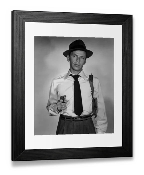 Framed Print : Suddenly. 1954: American actor and singer Frank Sinatra wearing a hat, holster