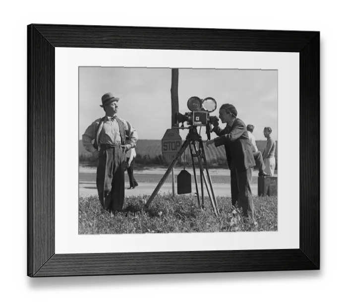 Framed Print : Boys Town. Actor Sidney Miller (1916 - 2004) pretends to film Mickey Rooney Framed Print : Boys Town. Actor Sidney Miller (1916 - 2004) pretends to film Mickey Rooney