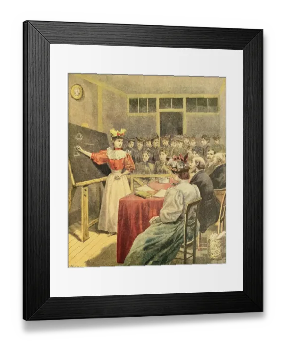 Framed Print : In a city hall, the girls exams Framed Print : In a city hall, the girls exams