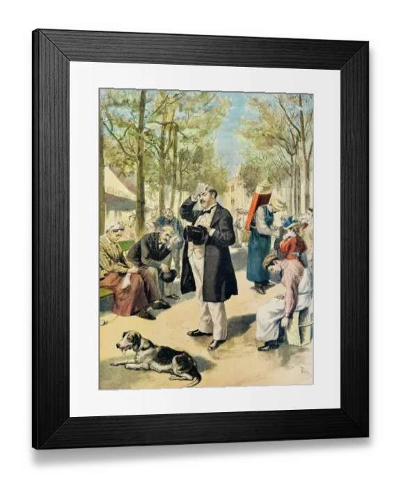 Framed Print : Oppressive heat in a park in Paris, People suffering Framed Print : Oppressive heat in a park in Paris, People suffering