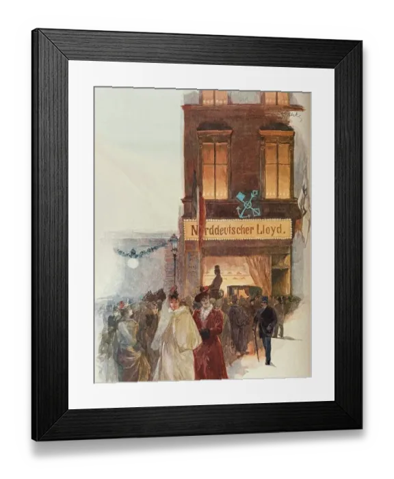 Framed Print : Berlin street life at night at the building of the Norddeutscher Lloyd Framed Print : Berlin street life at night at the building of the Norddeutscher Lloyd