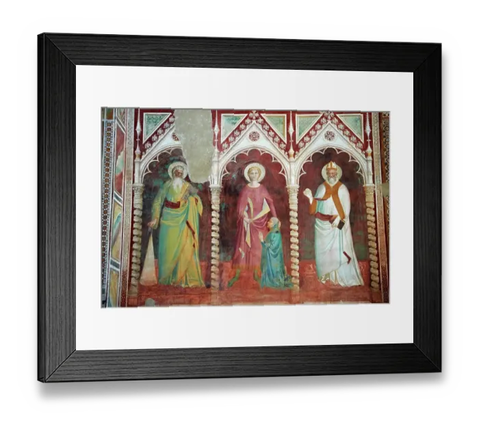 Framed Print : Mredieval Gothic frescoes in San Miniato al Monte (St. Minias on the Mountain) basilica, Florence, Italy