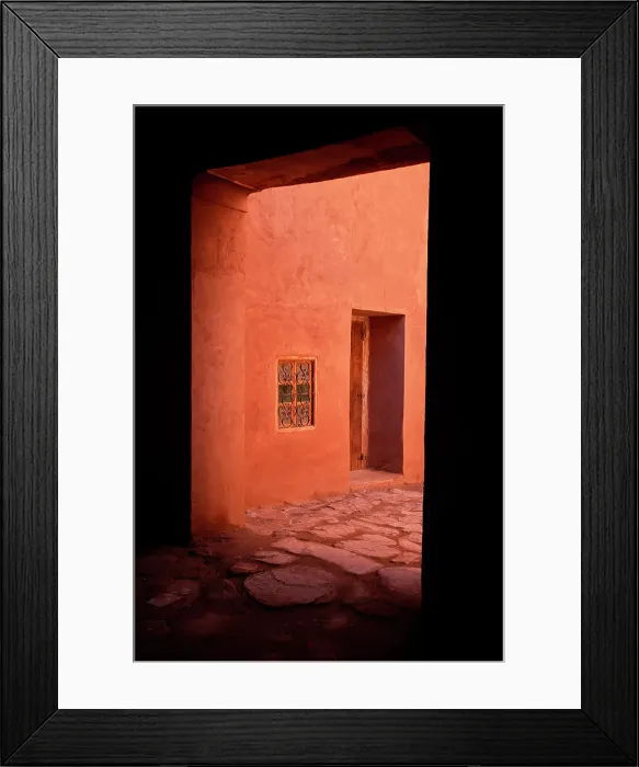 Framed Print : Moroccan door entrance with red clay walls Framed Print : Moroccan door entrance with red clay walls